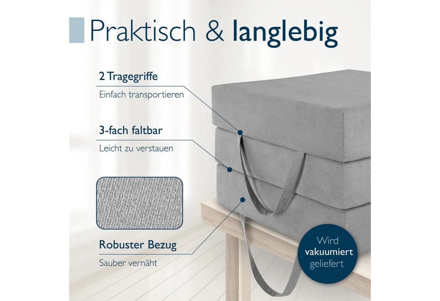Beautissu Klappmatratzen-Aufbewahrungstasche Grau 390 Liter - Bild 4