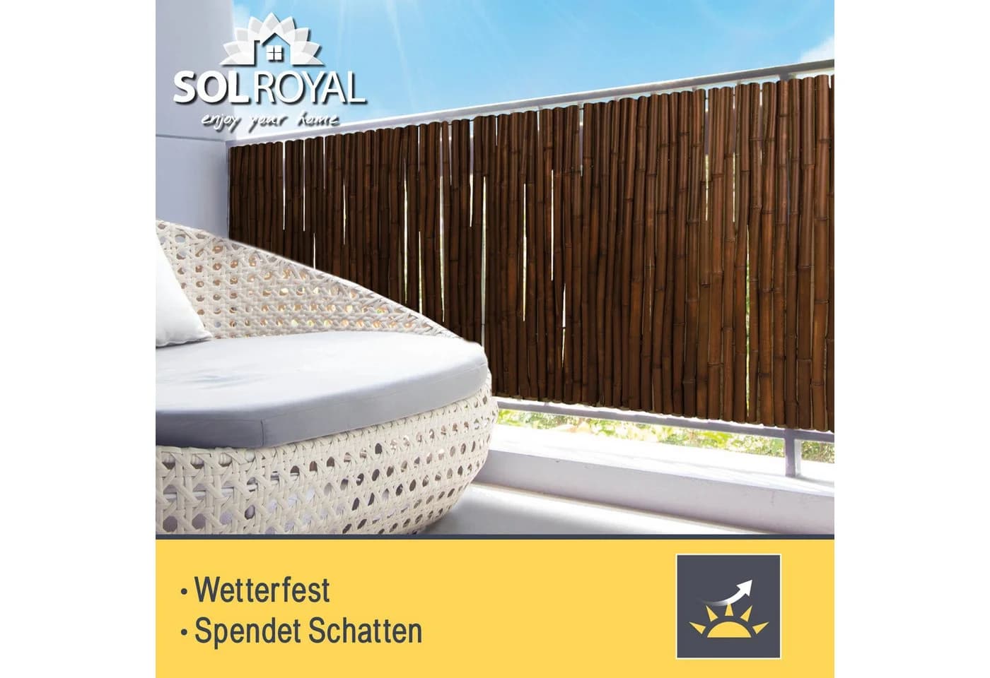 Sol Royal Sichtschutzzaun Premium Bambus Dunkelbraun - Bild 5