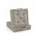 Beautissu Stuhlkissen Mila 50x50cm Taupe 100% Baumwolle Bild 2
