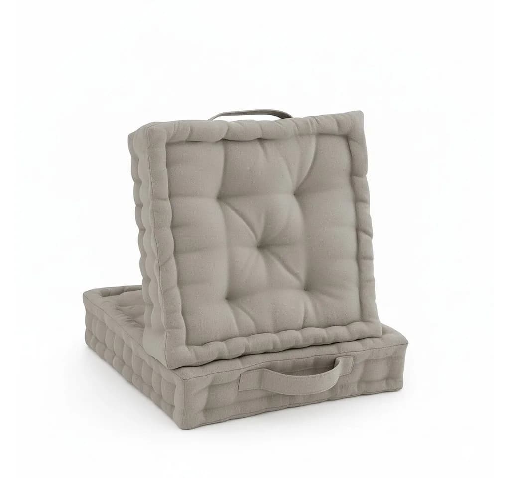 Beautissu Stuhlkissen Mila 50x50cm Taupe 100% Baumwolle - Bild 2