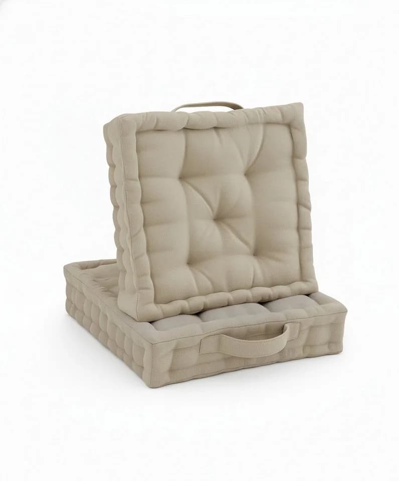 Beautissu Stuhlkissen Mila 2er Set Leinen Beige Indoor Outdoor - Bild 2