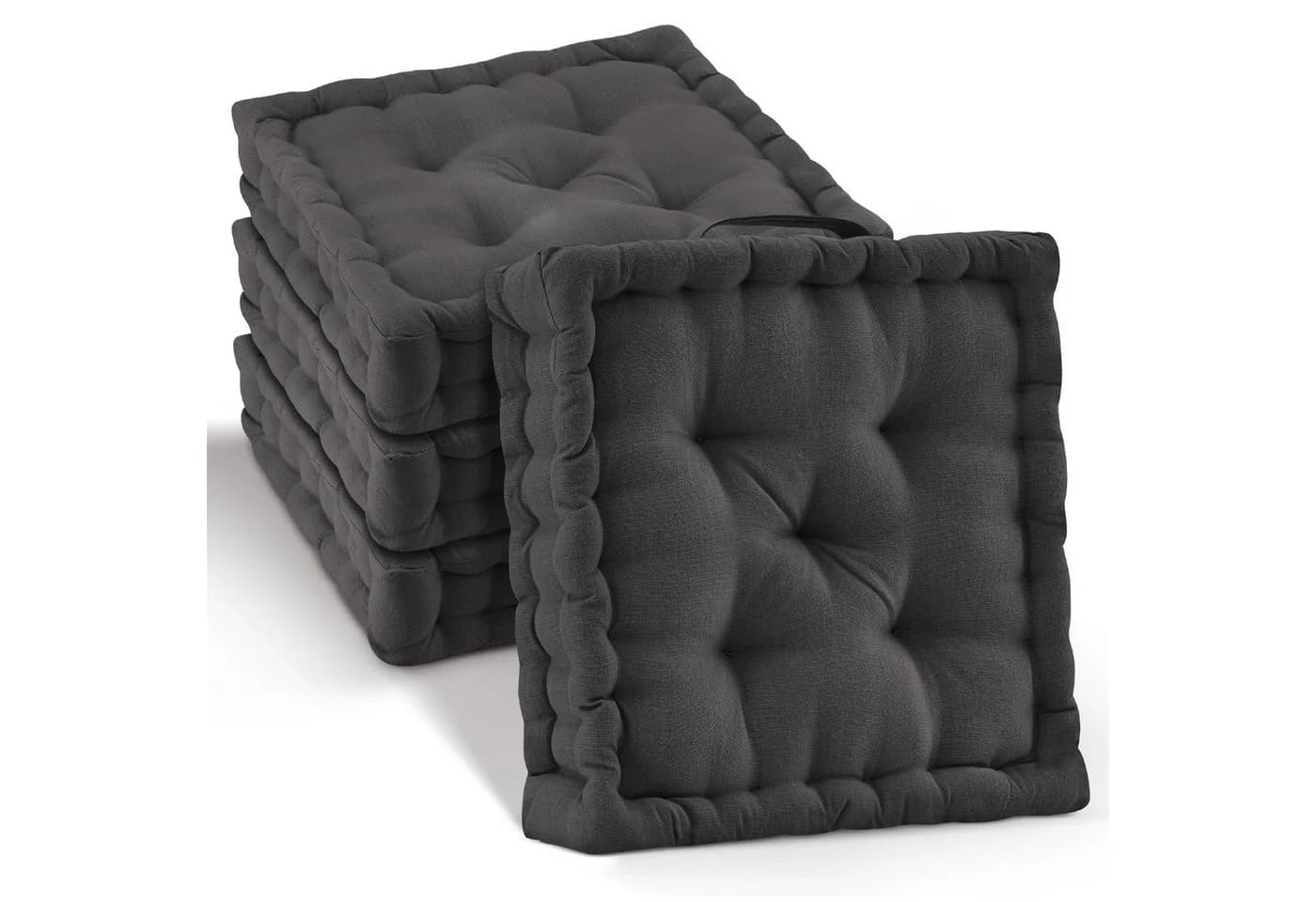 Beautissu Stuhlkissen 4er Set Mila 50x50cm Anthrazit Baumwolle - Bild 2