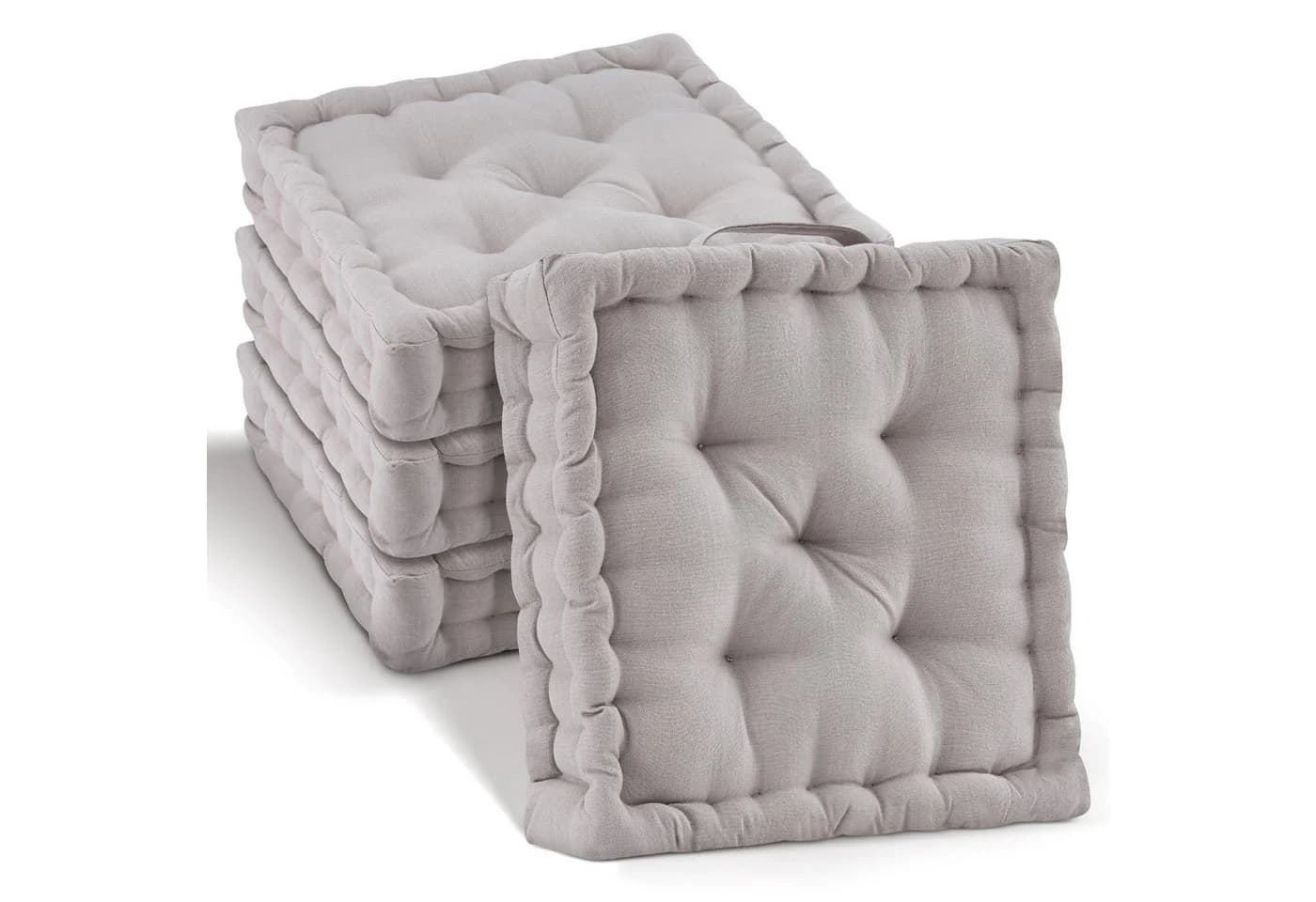 Beautissu Stuhlkissen Mila 4er Set Taupe 100% Baumwolle - Bild 2