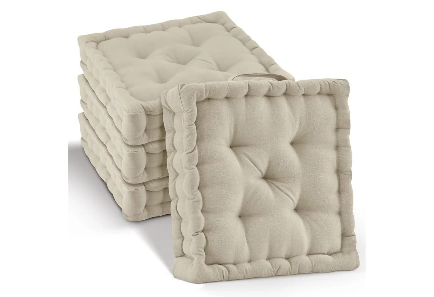 Beautissu Stuhlkissen 4er Set Mila Leinen Beige - Bild 2