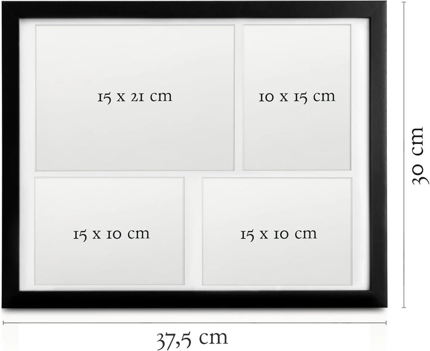 bomoe Bilderrahmen Set Schwarz 2er Pack für 4 Fotos mit Passepartout