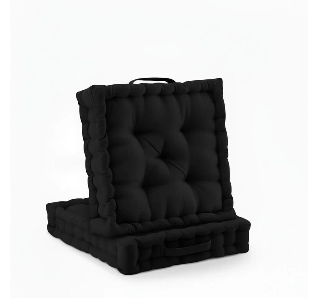 Beautissu Stuhlkissen Mila 2er Set 50x50cm Schwarz Baumwolle - Bild 2