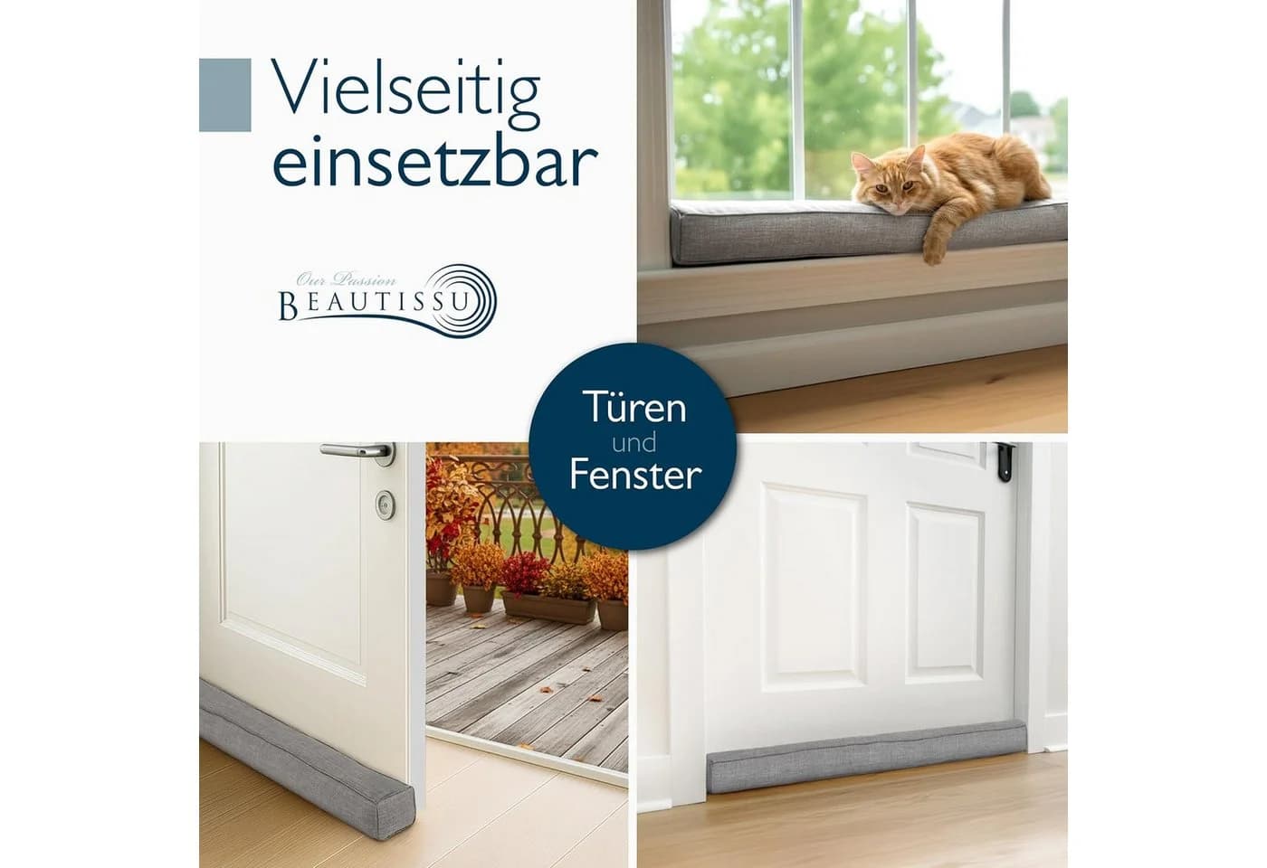 Beautissu Zugluftstopper 6,5 cm Grau - Bild 5