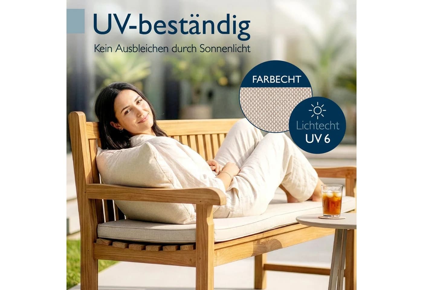 Beautissu Bankauflage Outdoor Beige Wasserdicht - Bild 4