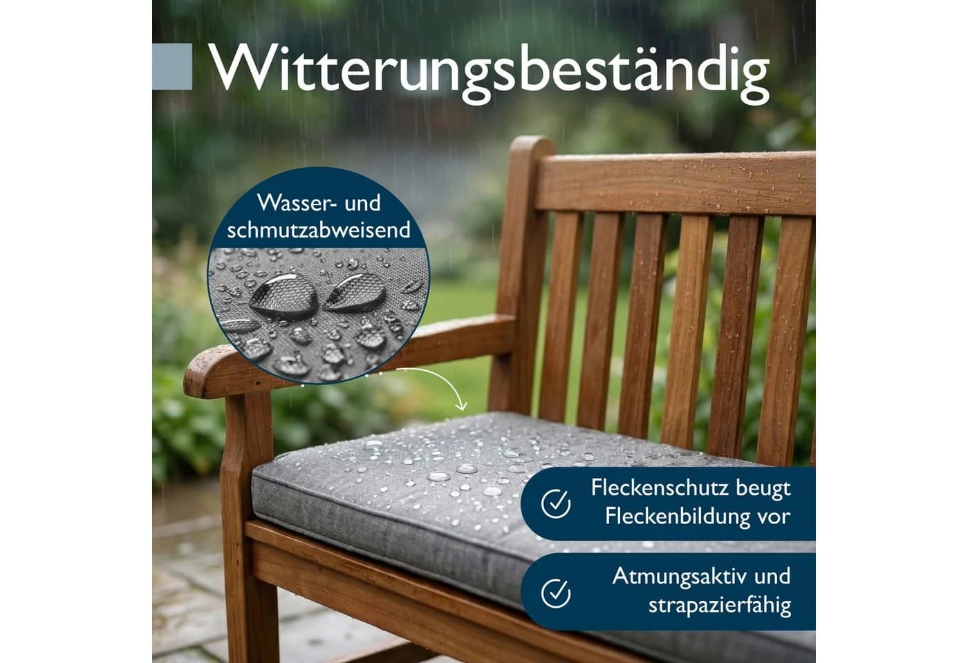 Beautissu Bankauflage Outdoor Calme Hellgrau 150x50x5cm - Bild 3