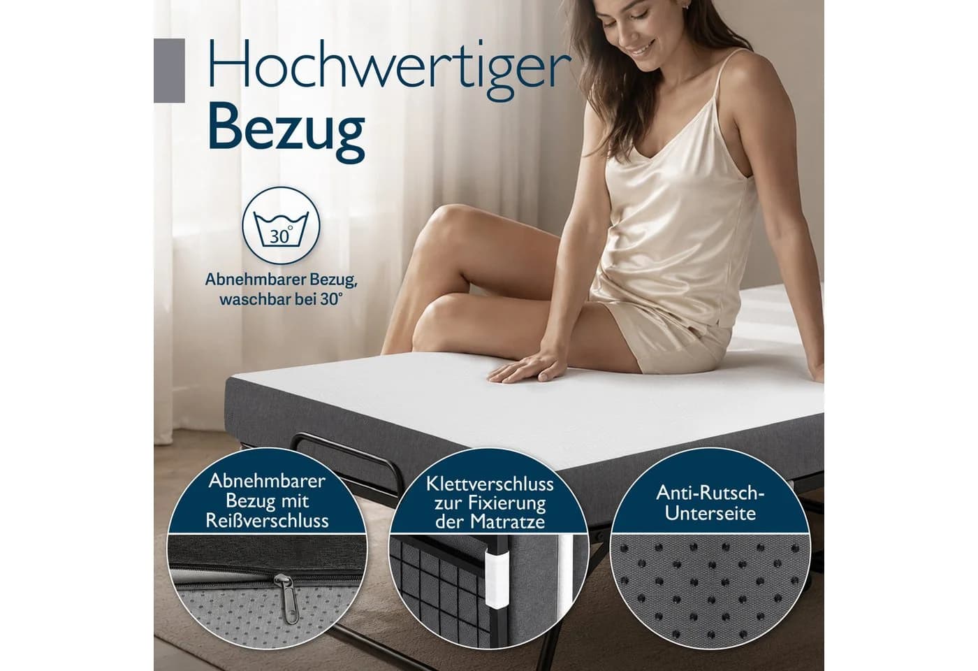 Beautissu Gästebett Traumkraft klappbar 90x200 cm mattschwarz - Bild 5