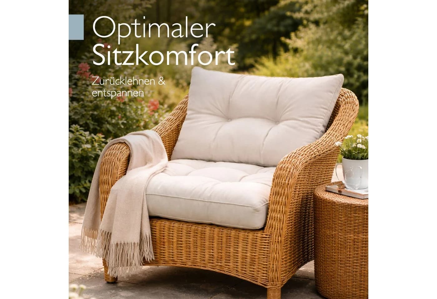 Beautissu XLuna Sitzkissen Set Beige 70x70 & 70x40 cm