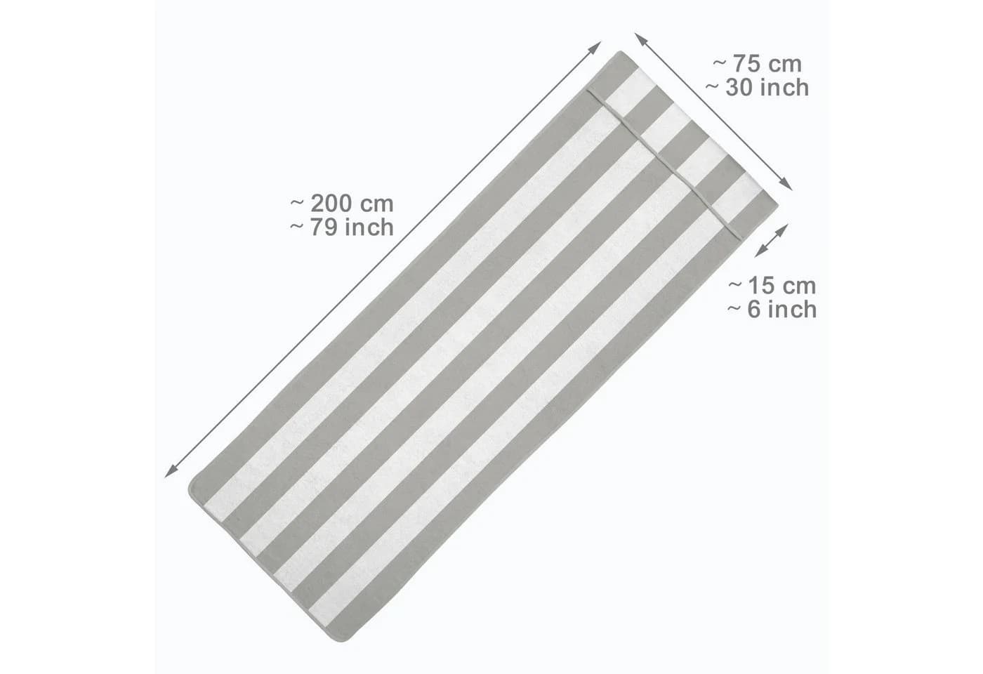 Beautissu Handtuch Cassis 200x75 Grau-Weiß-gestreift Gartenliege Auflage