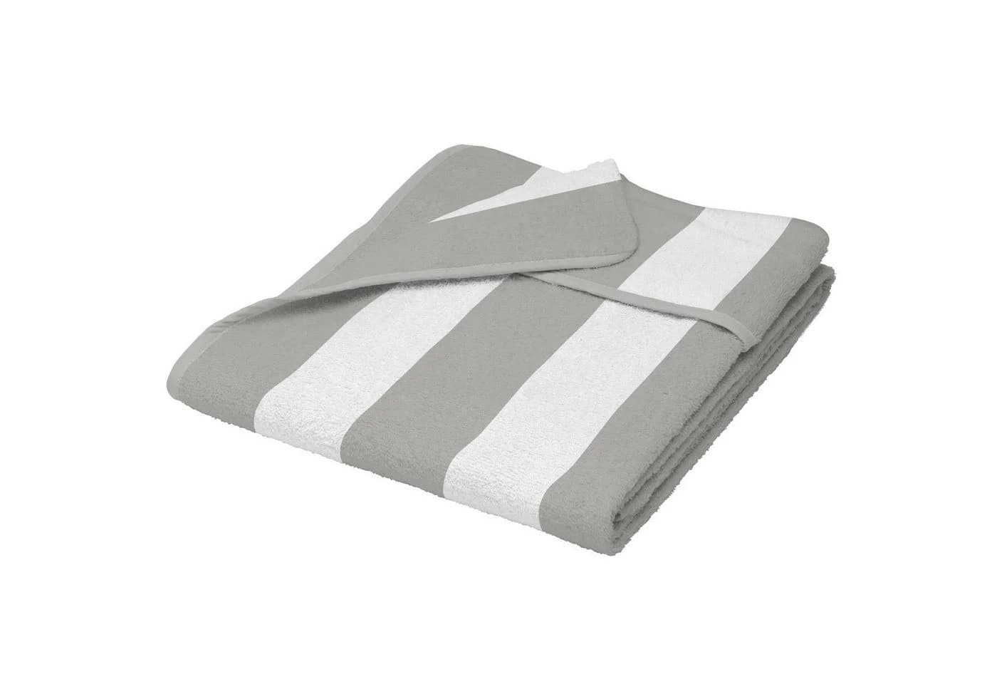 Beautissu Handtuch Cassis 200x75 Grau-Weiß-gestreift Gartenliege Auflage - Bild 2