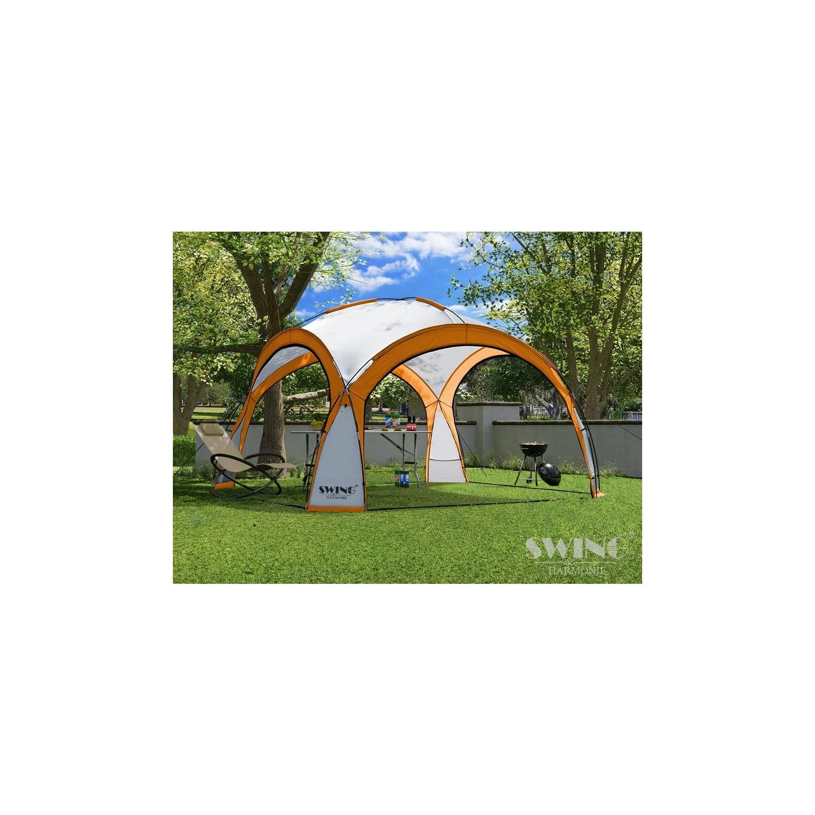 Swing&Harmonie LED Event Pavillon DomeShelter Orange mit Solarmodul