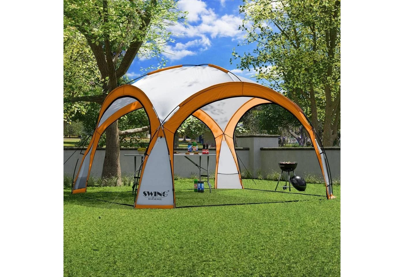 Swing&Harmonie LED Event Pavillon DomeShelter Orange mit Solarmodul - Bild 2