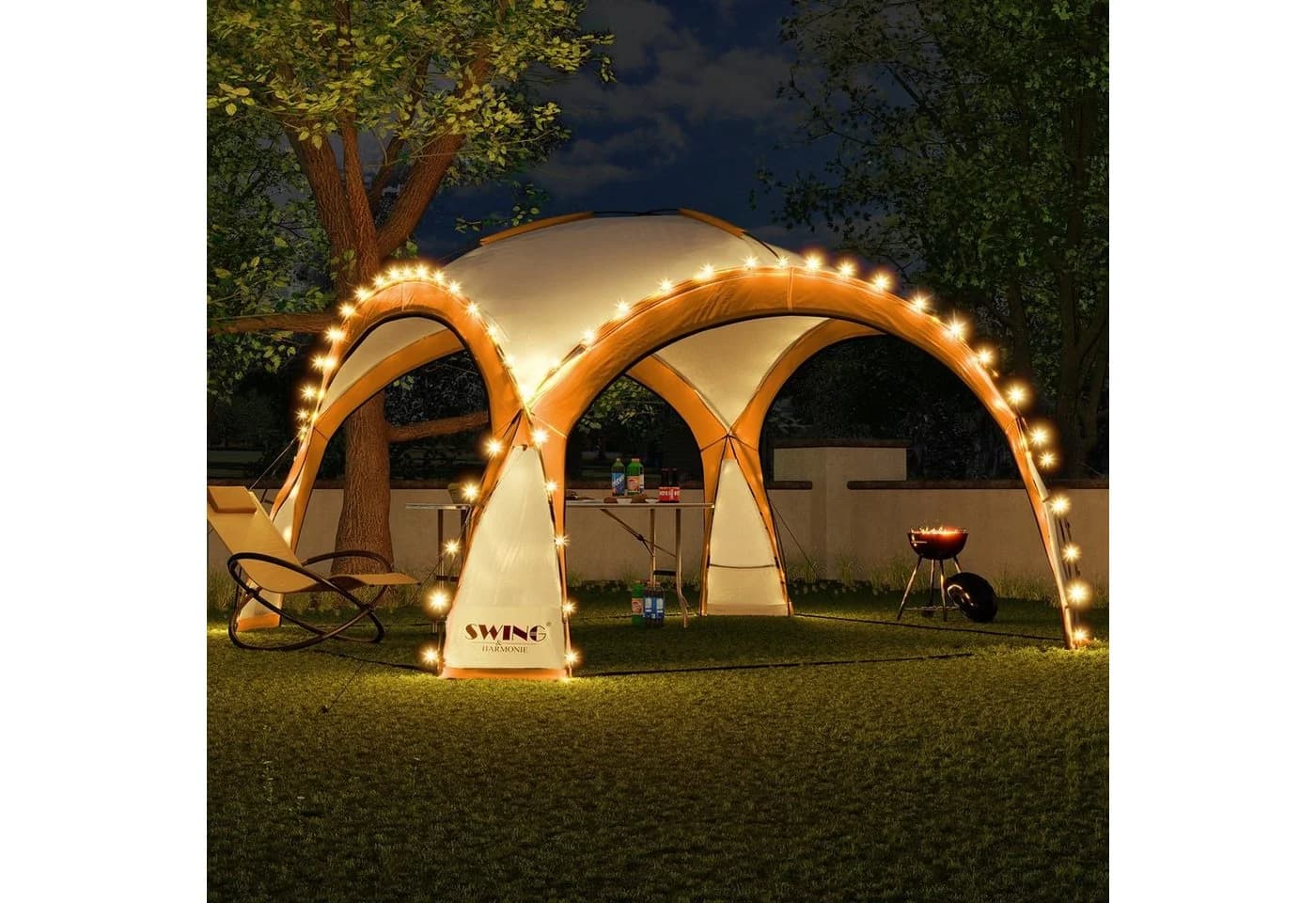Swing&Harmonie LED Event Pavillon DomeShelter Orange mit Solarmodul - Bild 3