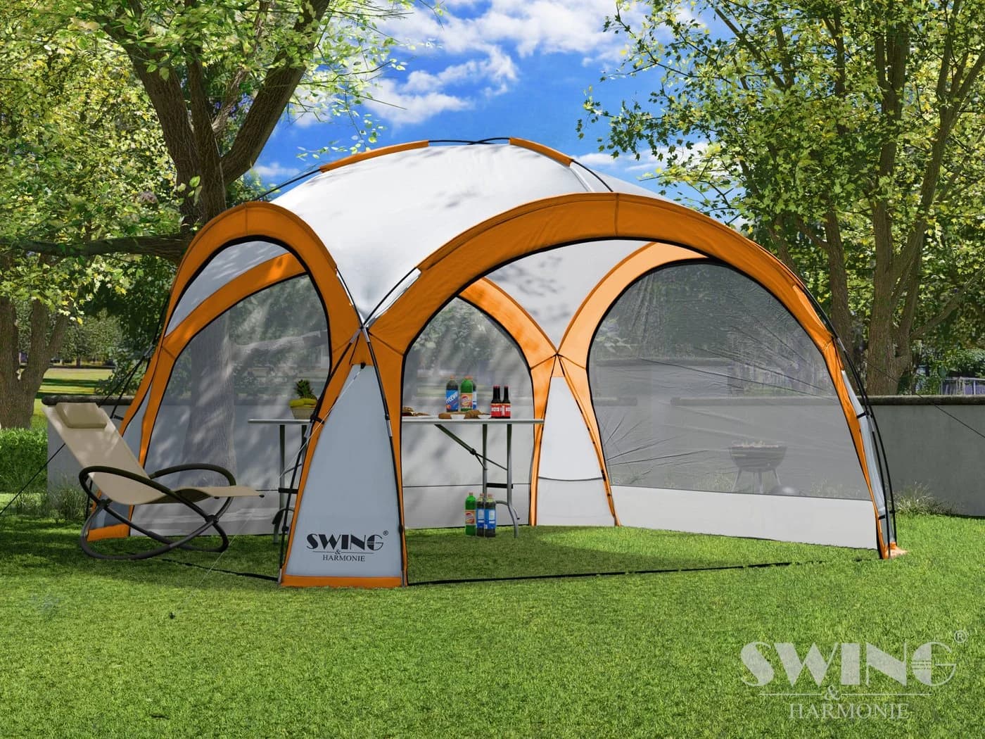 Swing&Harmonie LED Event Pavillon DomeShelter Orange mit Solarmodul - Bild 4
