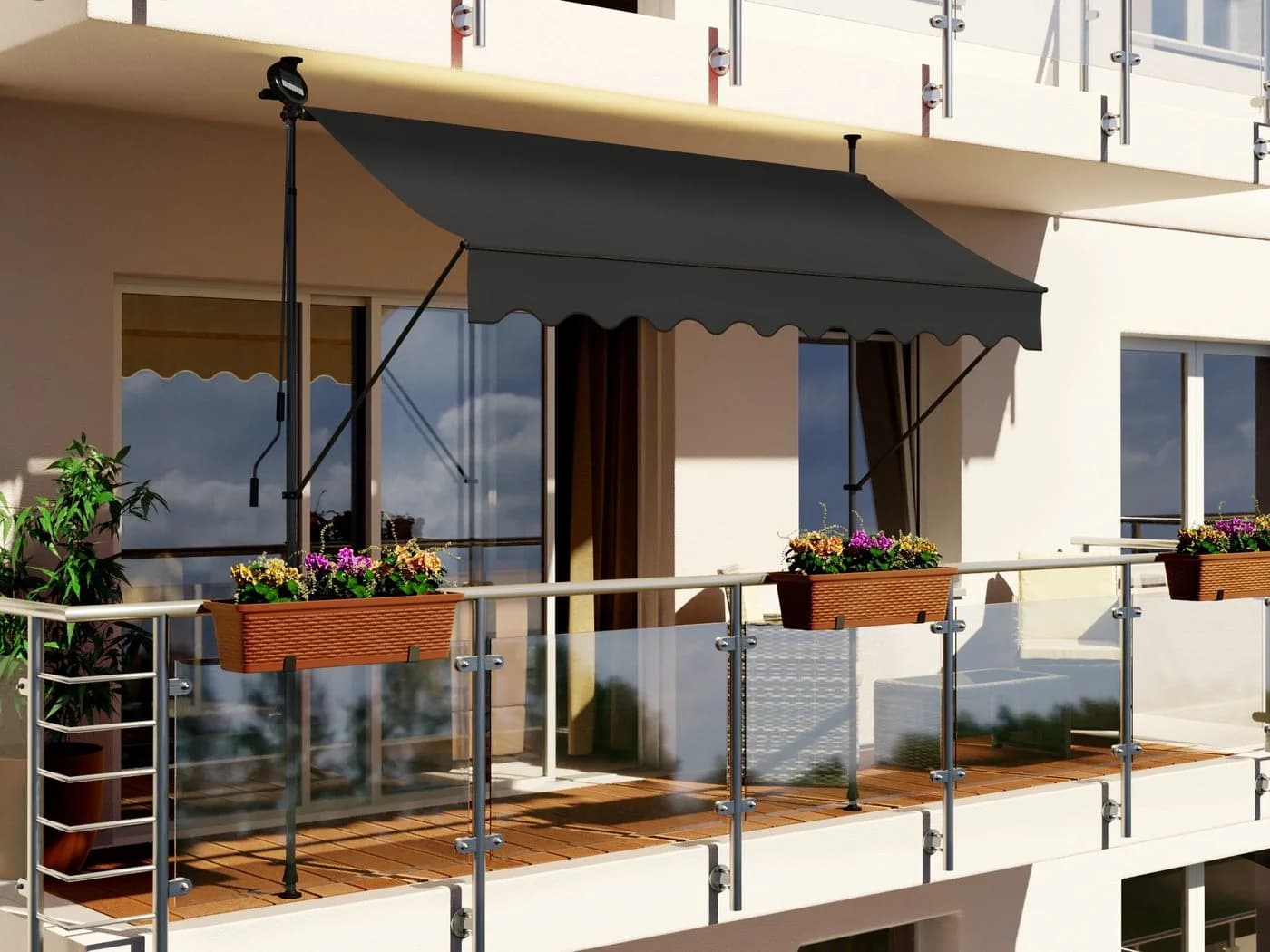 Swing&Harmonie LED Klemmmarkise Anthrazit mit Solarmodul - Bild 2