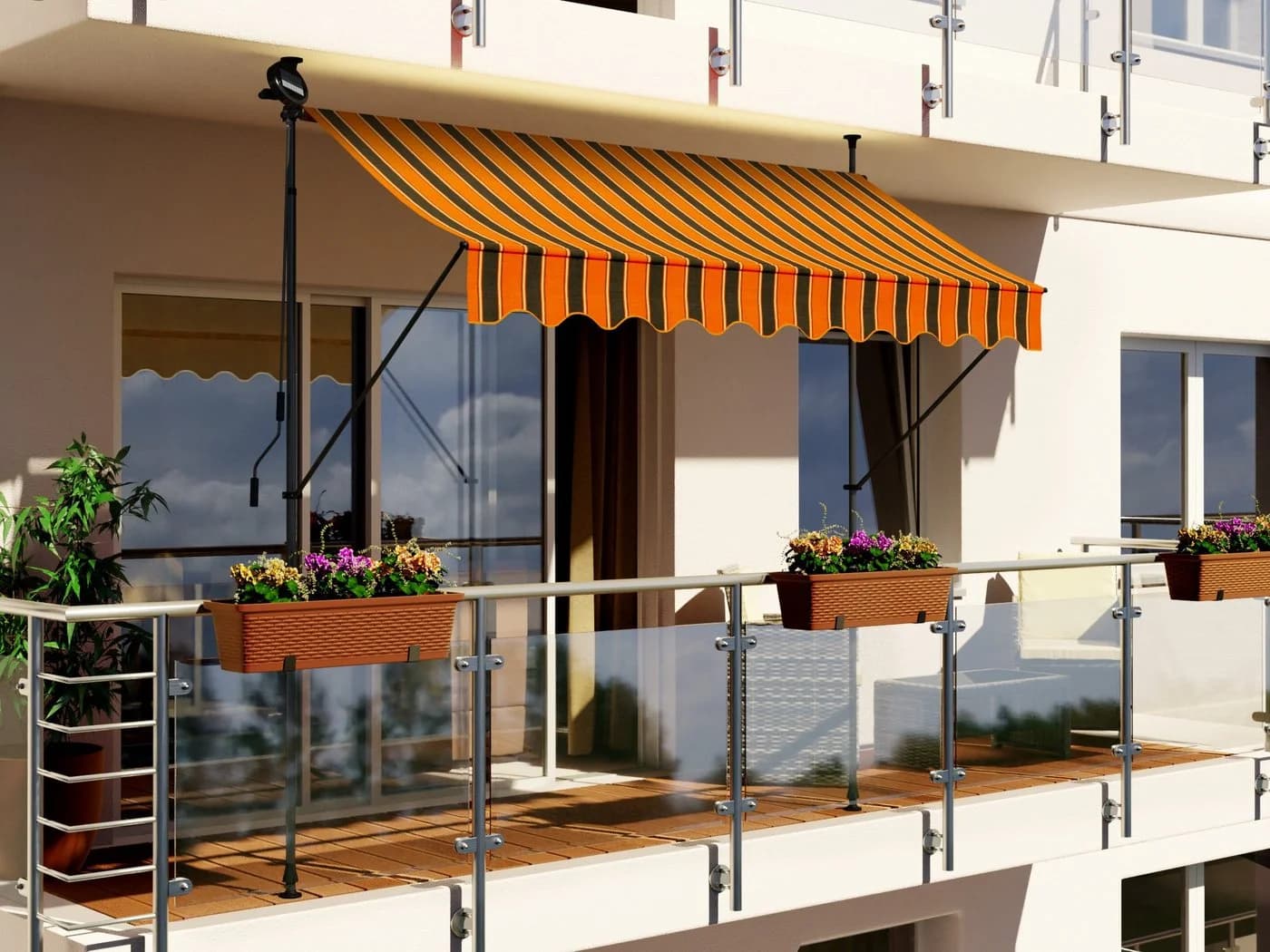 Swing&Harmonie LED Klemmmarkise Balkon mit Kurbel und Solarmodul - Bild 2