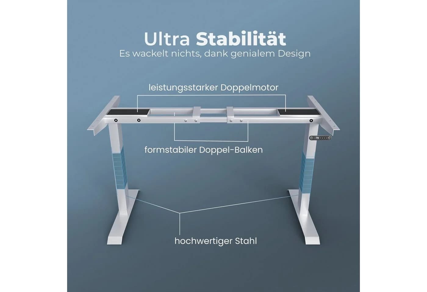 VESKA Schreibtisch Rahmen Höhenverstellbar Dual Motor Elektrisch - Bild 3