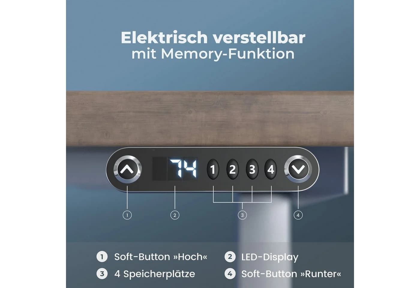 VESKA Schreibtisch Rahmen Höhenverstellbar Dual Motor Elektrisch - Bild 4