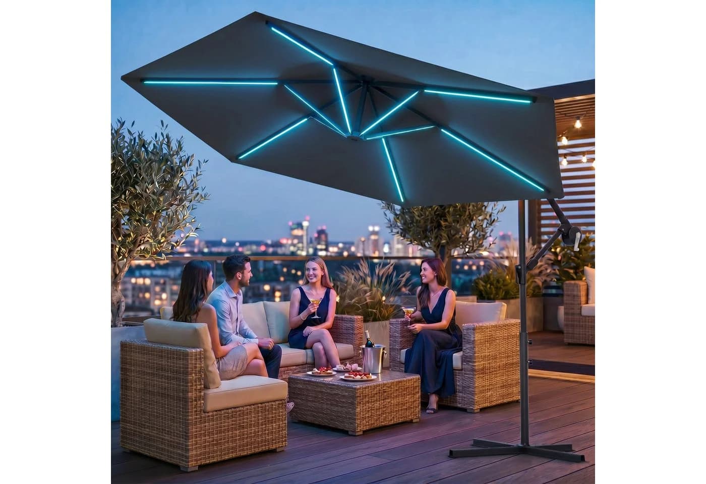 Swing&Harmonie LED Sonnenschirm 300cm RGB Anthrazit - Bild 3