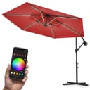 Swing&Harmonie Luxus LED Sonnenschirm 300cm Rot mit RGB Beleuchtung Bild 1