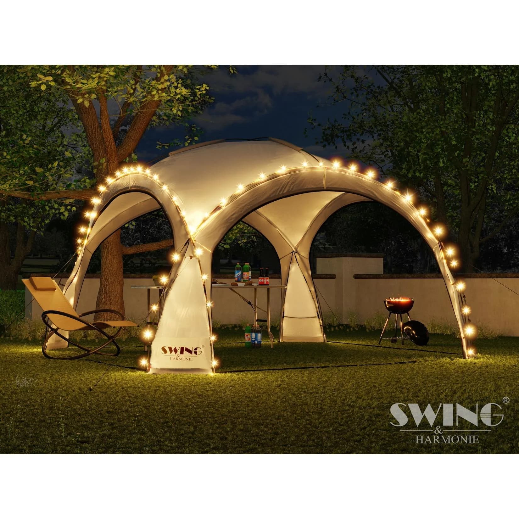 Swing&Harmonie LED Event Pavillon XXL DomeShelter Anthrazit mit Beleuchtung