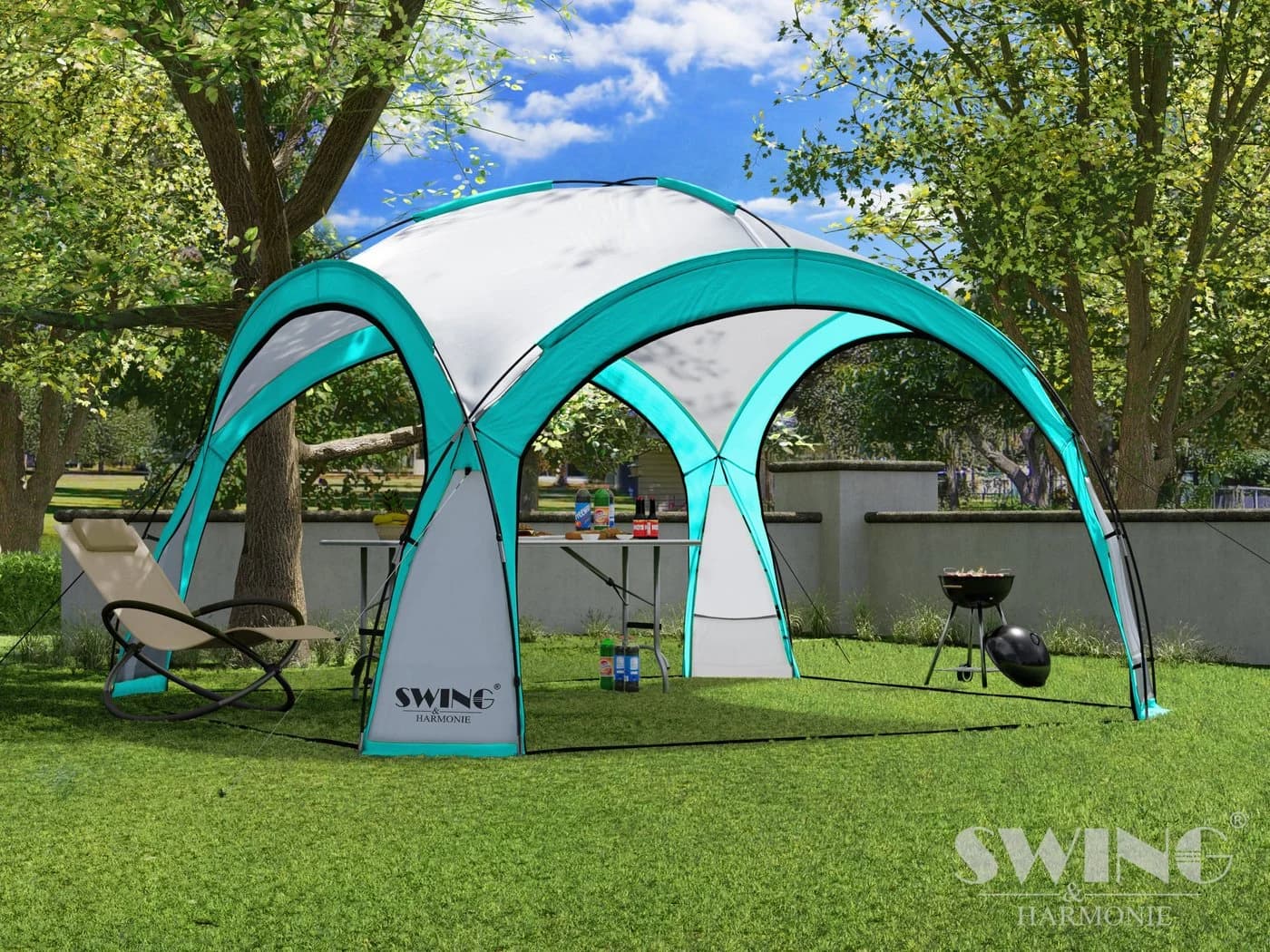 Swing&Harmonie LED Event Pavillon XXL DomeShelter 450cm mit Beleuchtung - türkis - Bild 2