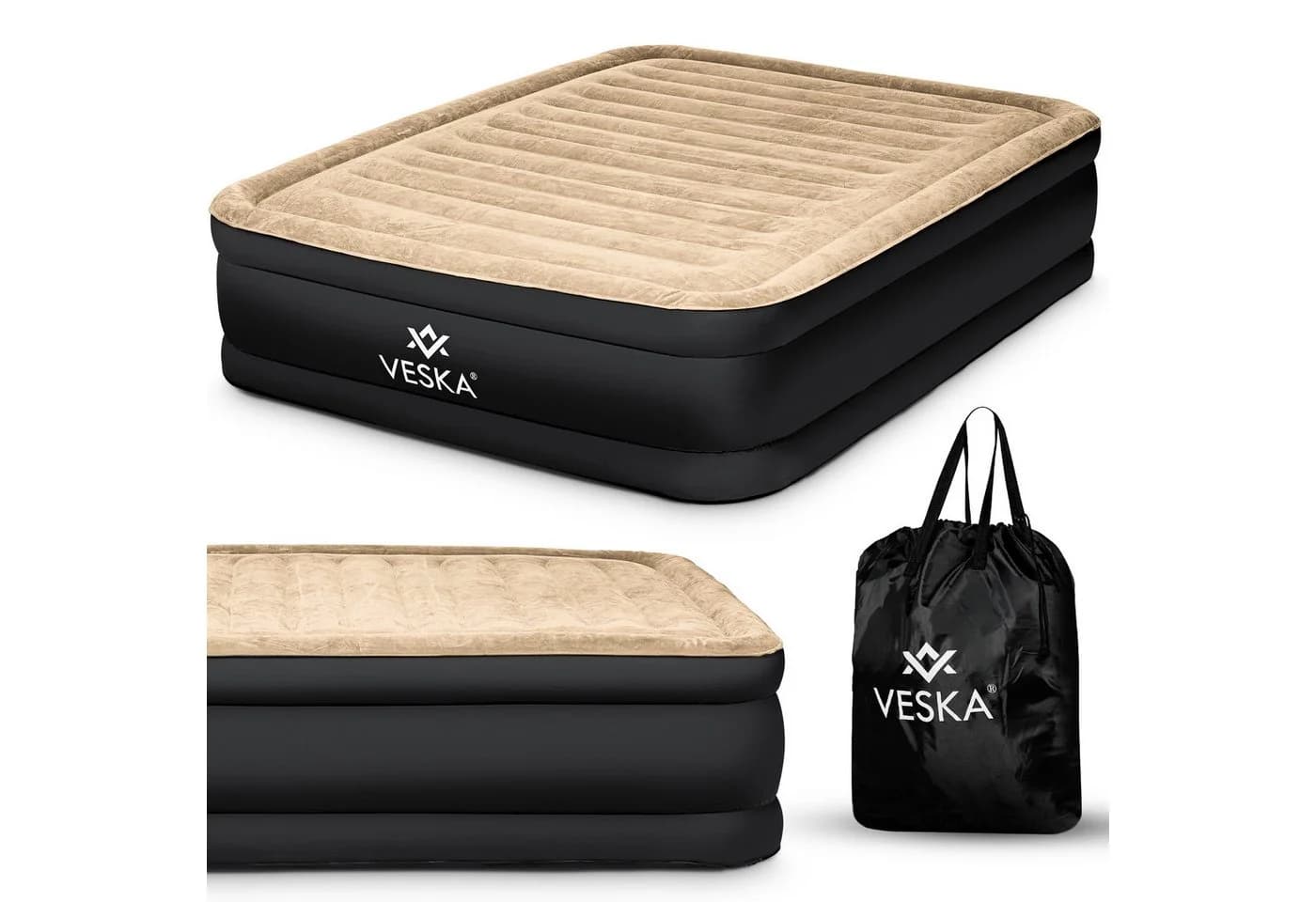 VESKA Luftbett Selbstaufblasend mit Pumpe Grau/Beige Campingmatratze - Bild 3