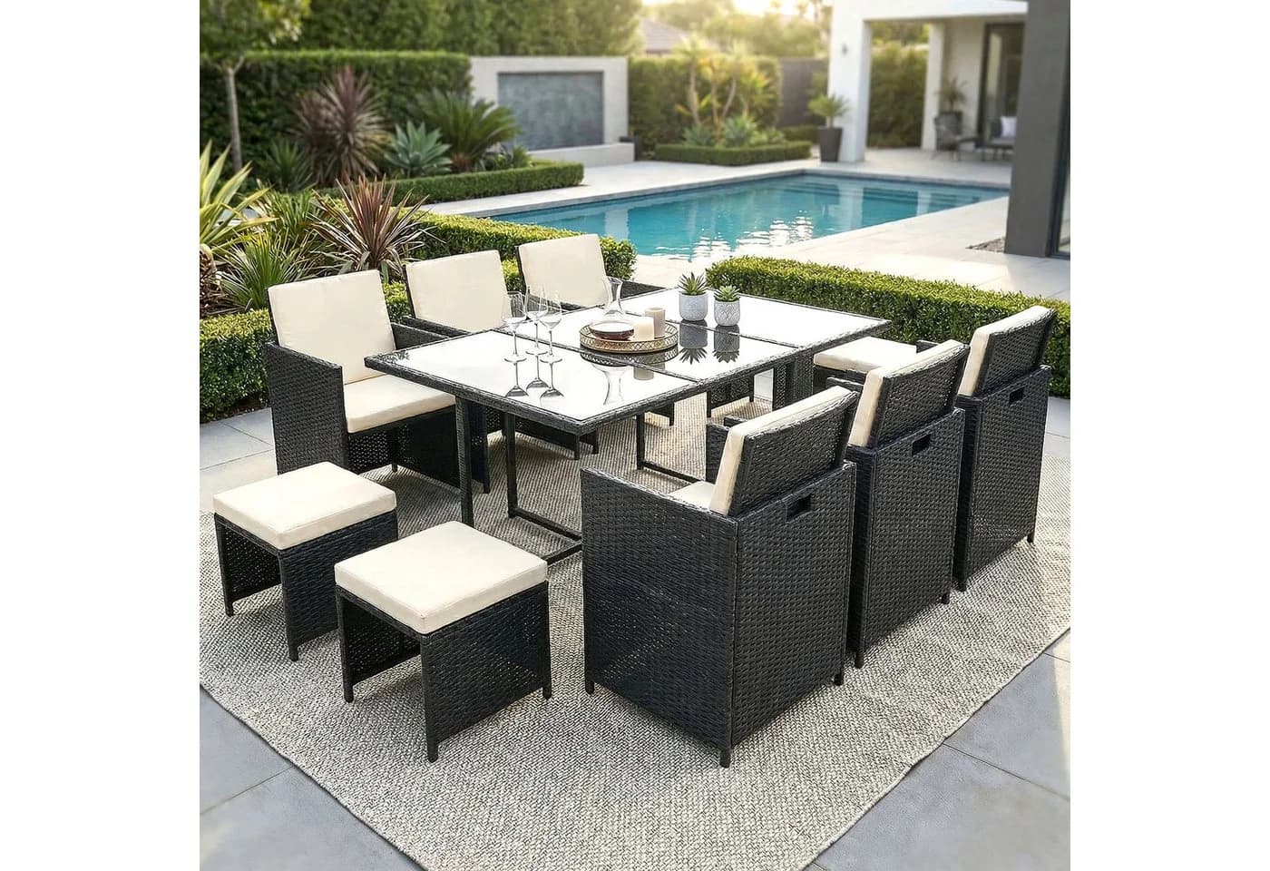 Swing&Harmonie Garten-Essgruppe Poly Rattan Schwarz - Bild 2