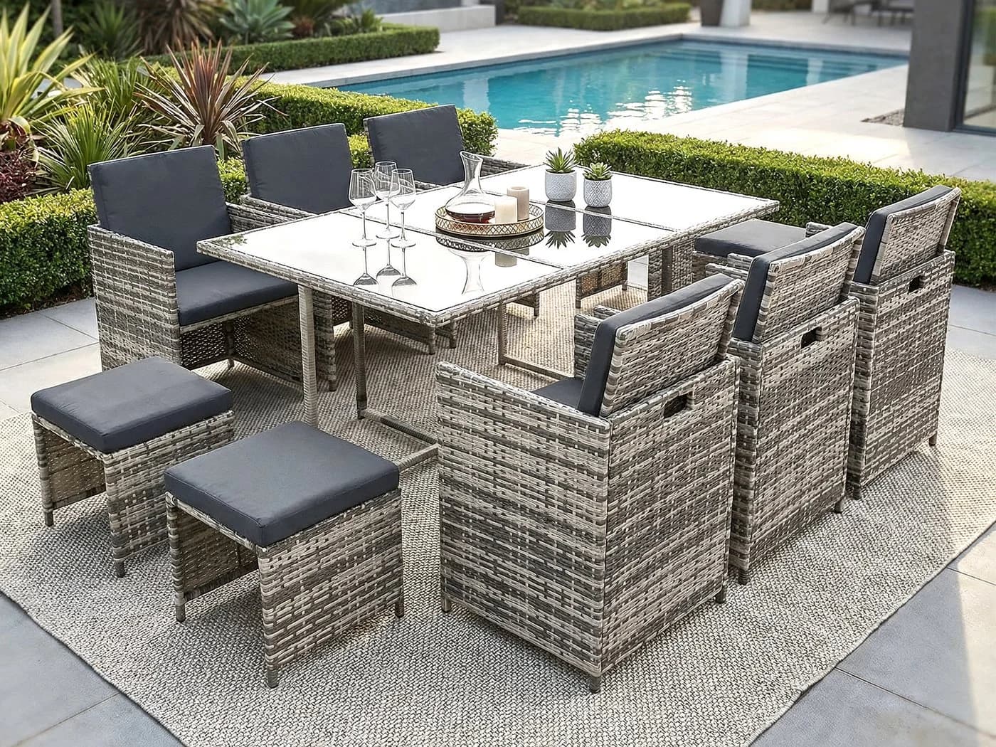 Swing&Harmonie Garten-Essgruppe Poly Rattan Grau - Bild 2