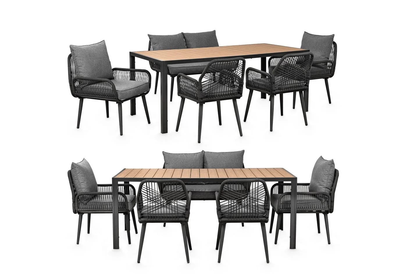 Swing&Harmonie Gartenlounge-Set für 4-6 Personen mit Tisch, Sofa, Stühle, (wetterfest, WPC-Tischplatte, Seilgeflecht Lounge, inkl. Kissen Sienna Garten Sitzgruppe) - Bild 3