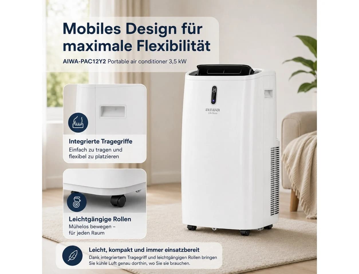 AIWA Mobile Klimaanlage 3,5 kW mit WLAN, App-Steuerung und 4-in-1 Funktion - Bild 4