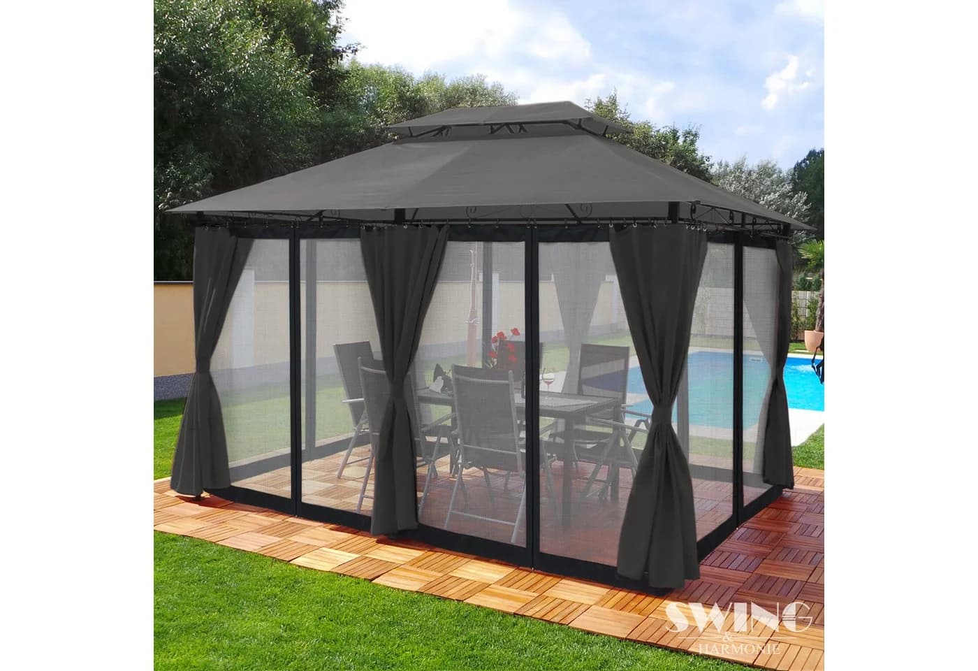 Swing&Harmonie Pavillon LED Minzo 3x4m Gartenpavillon mit Solar - Bild 2