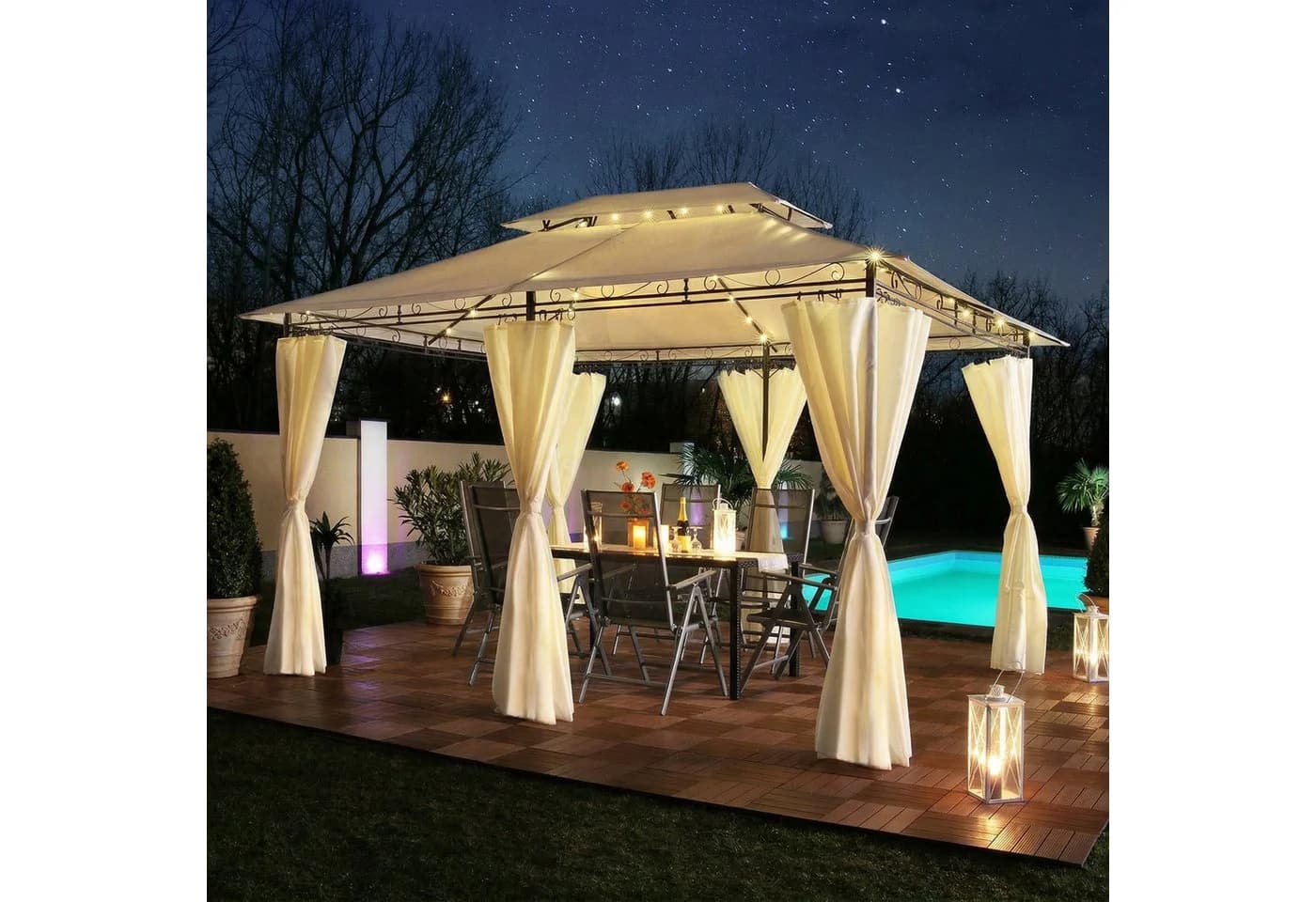 Swing&Harmonie Pavillon LED 3x4m Minzo Beige Solar - Bild 1