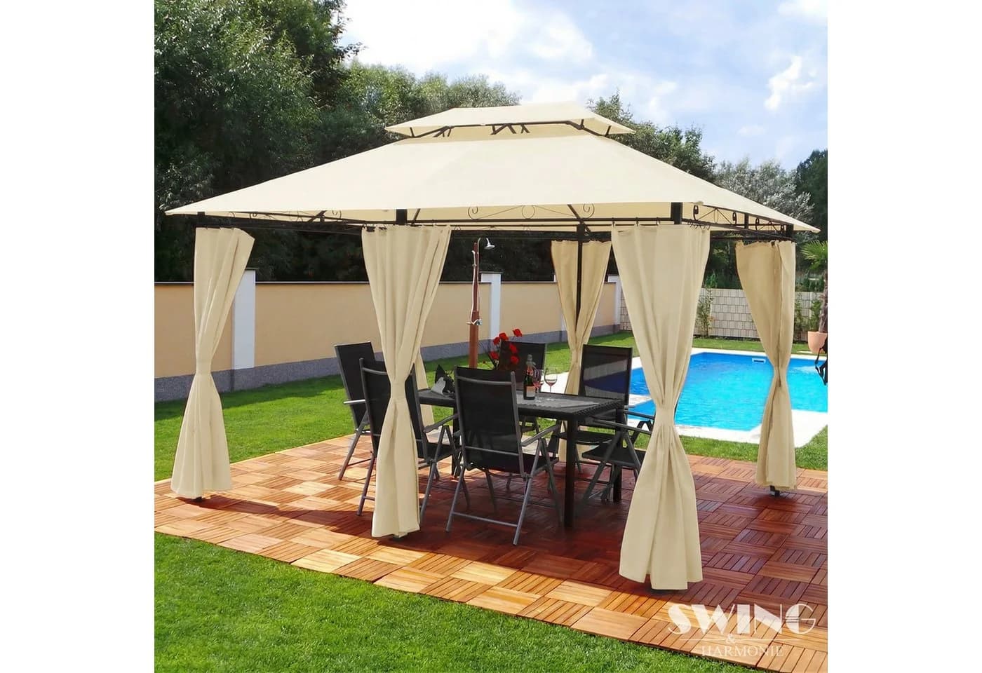 Swing&Harmonie Pavillon LED 3x4m Minzo Beige Solar - Bild 2