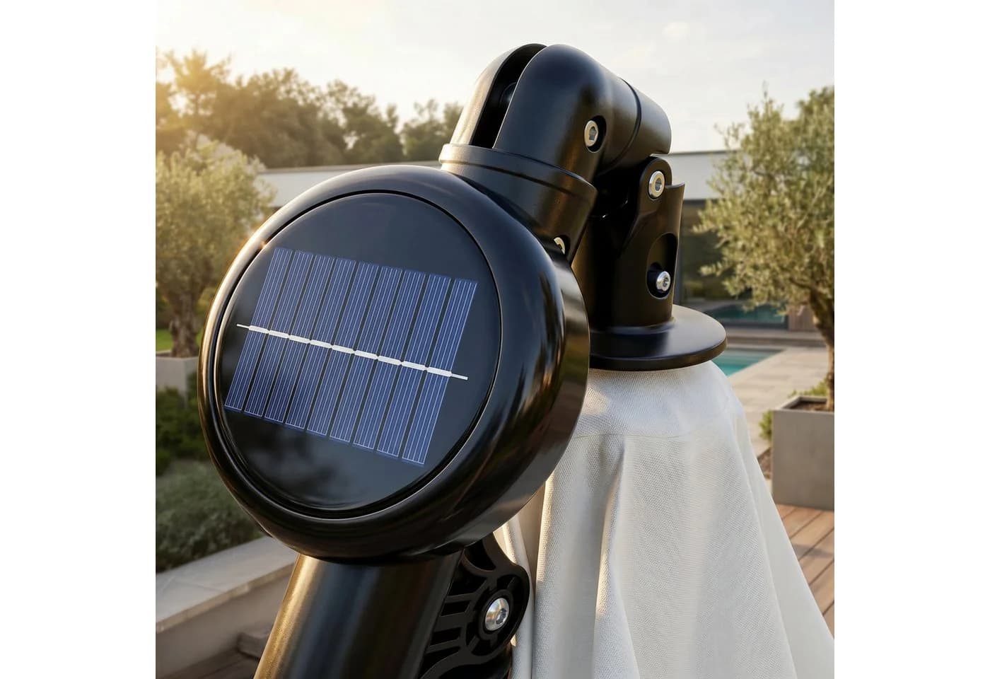 Swing&Harmonie LED Sonnenschirm mit Solarladung Beige - Bild 4
