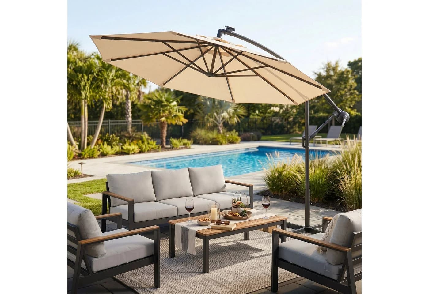 Swing&Harmonie Sonnenschirm mit LED & Solar 300/350cm - Bild 3