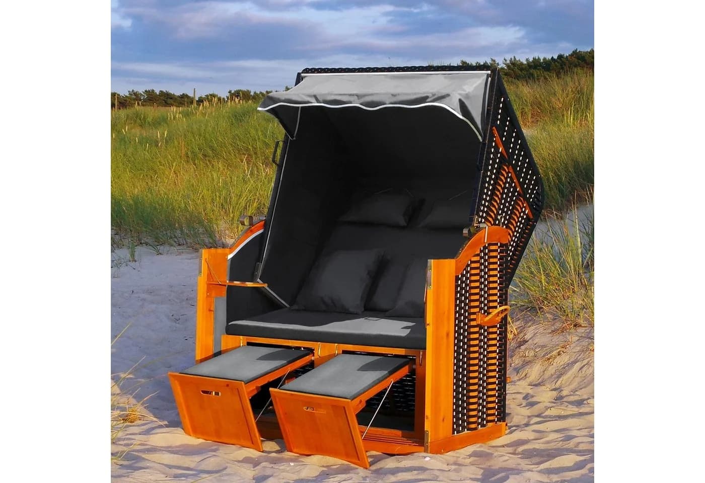 Swing&Harmonie Strandkorb XXL Anthrazit mit LED Beleuchtung und Solarmodul - Bild 2