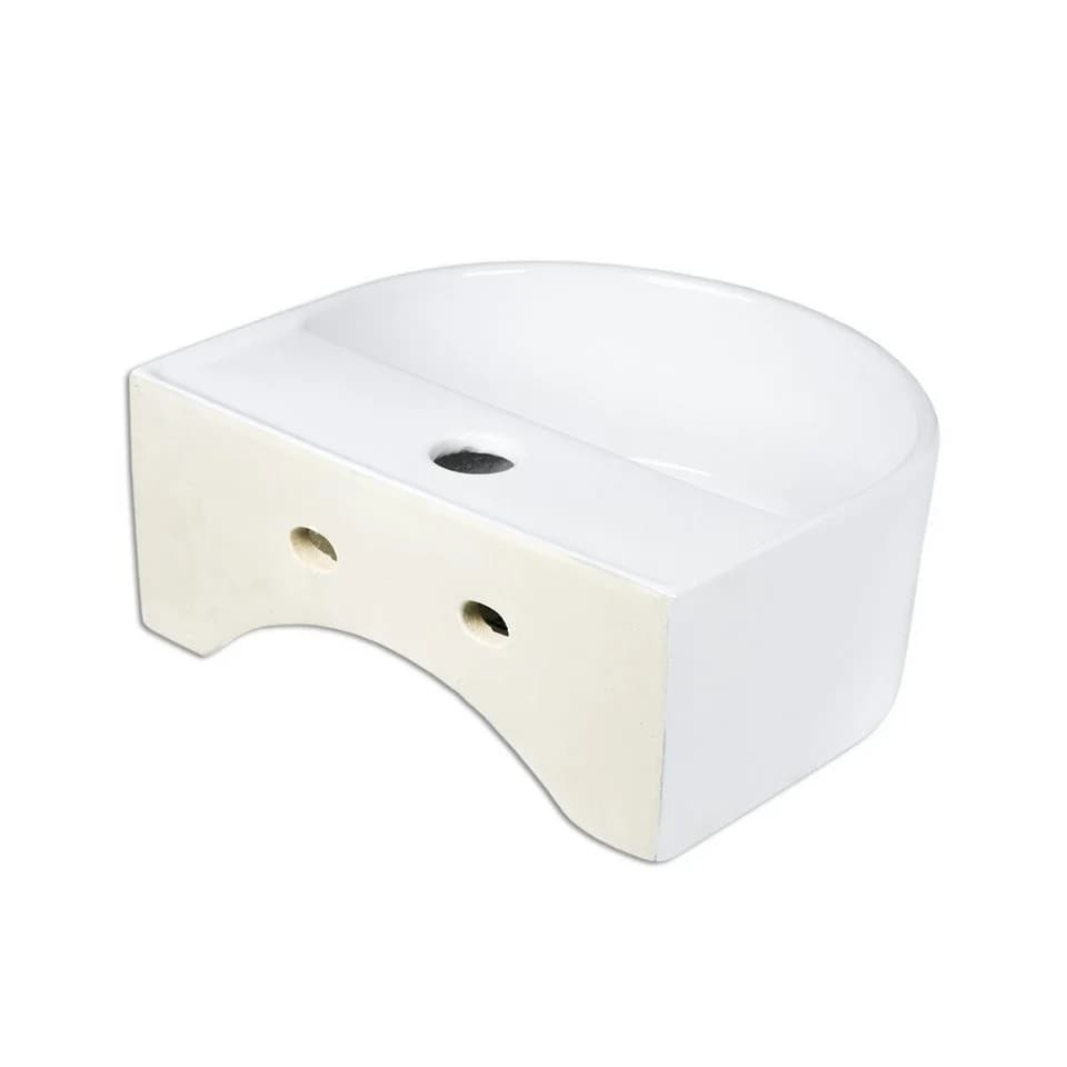 Stabilo Sanitär Hängewaschbecken Weiß Halbrund Keramik Komplett-Set - Bild 4