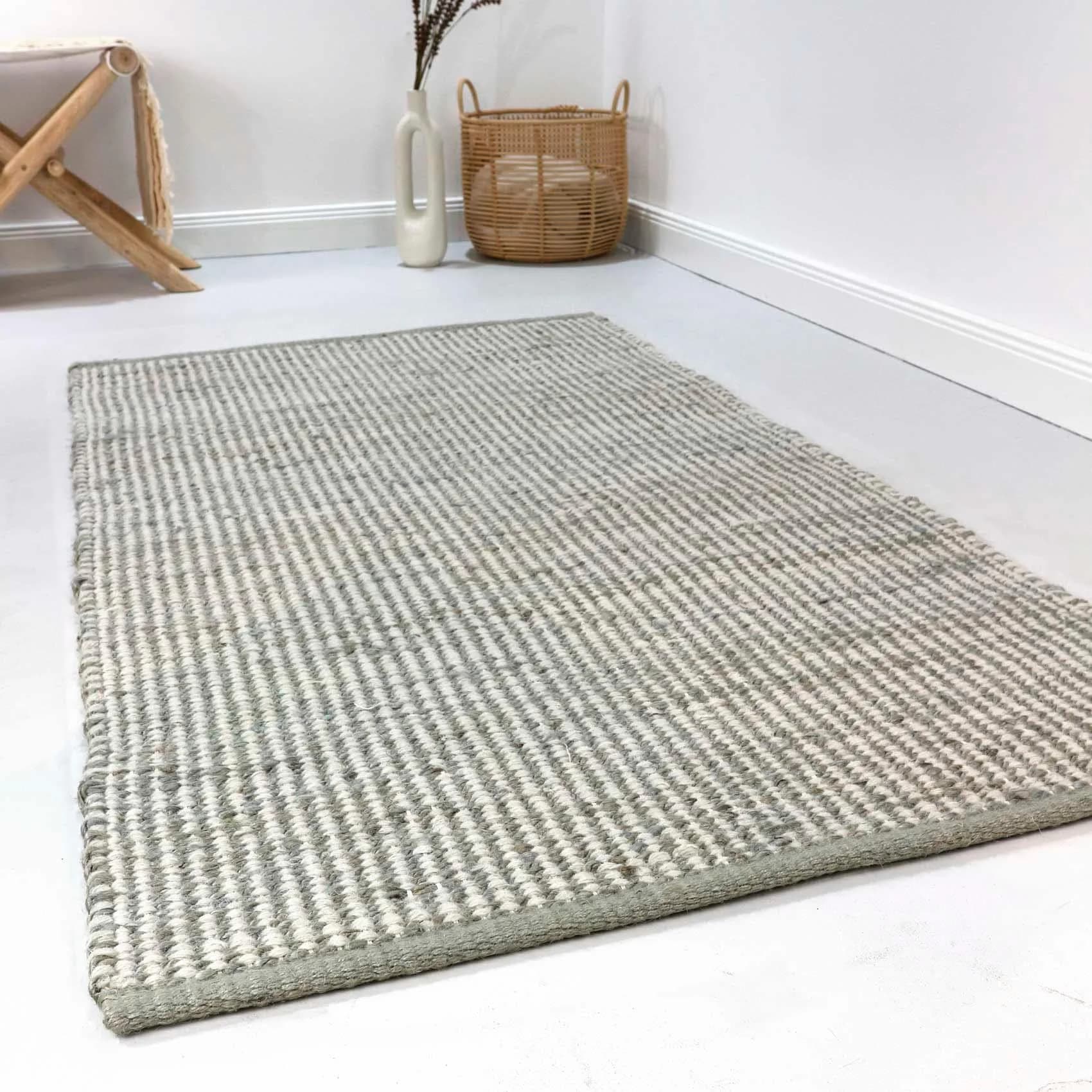 ESPRIT Wollteppich Gobi Grau Handgewebt Jute Wolle