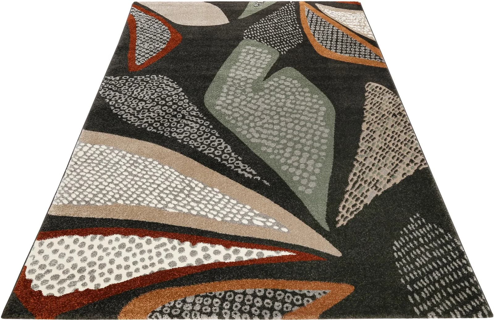 Esprit Teppich Hazel Modernes Design Schwarz Grün Beige Kurzflor