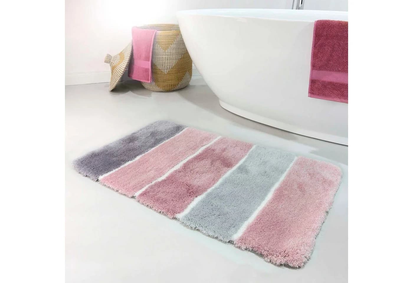 Homie Living Badematte Rio Marina Rosa Grau Modern Gestreift