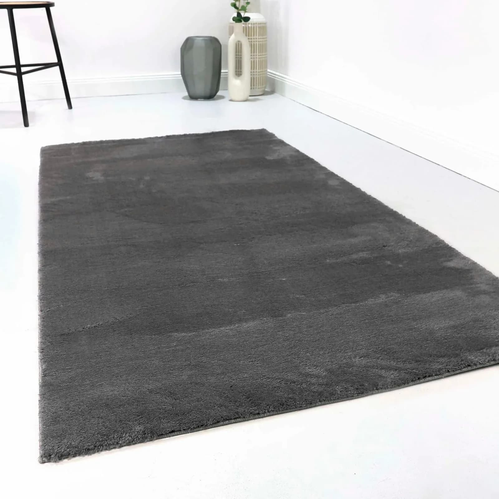 Teppich HOMIE LIVING Lago Anthrazit Polyester Kurzflor Uni