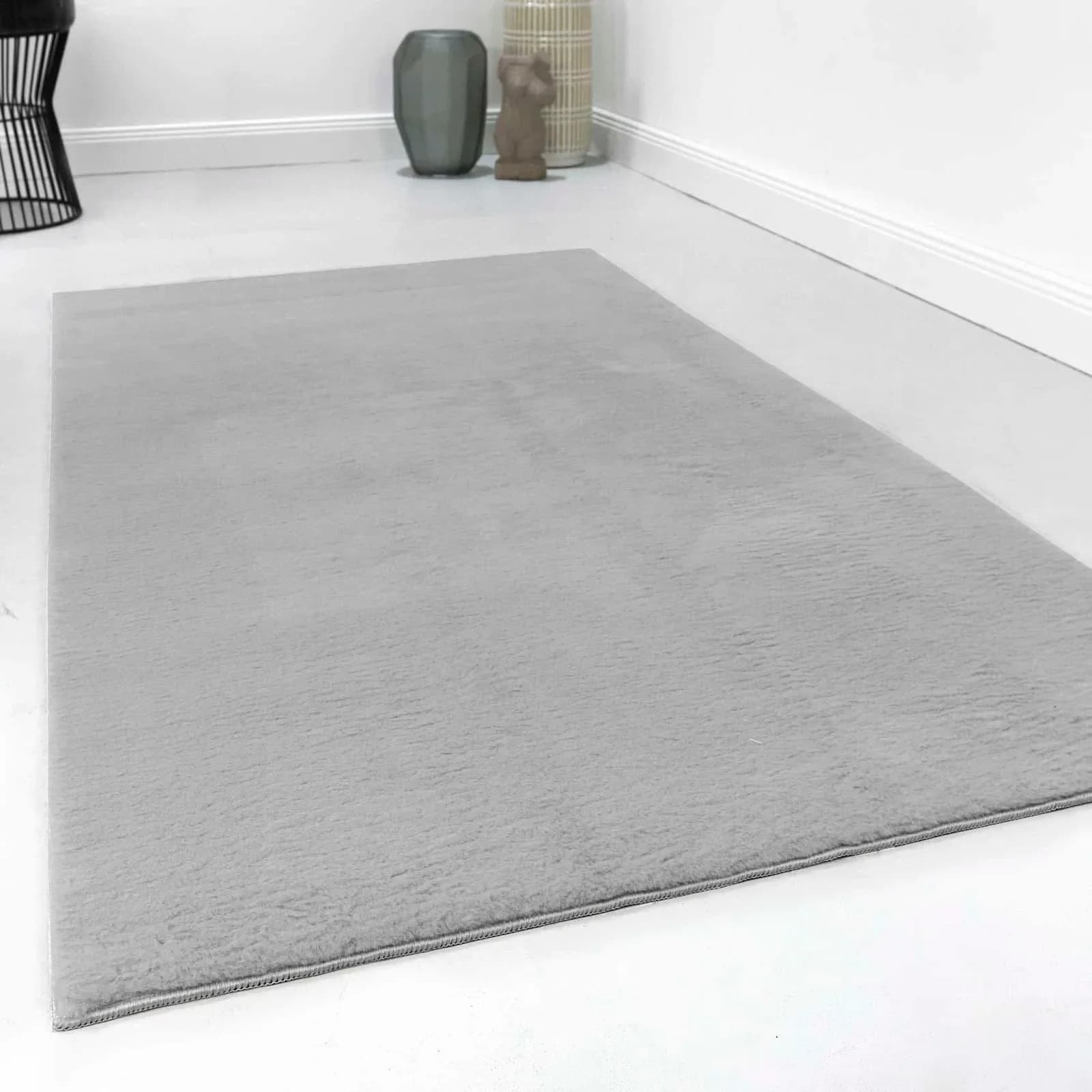 Teppich HOMIE LIVING Villa Rosso Grau Kurzflor Uni