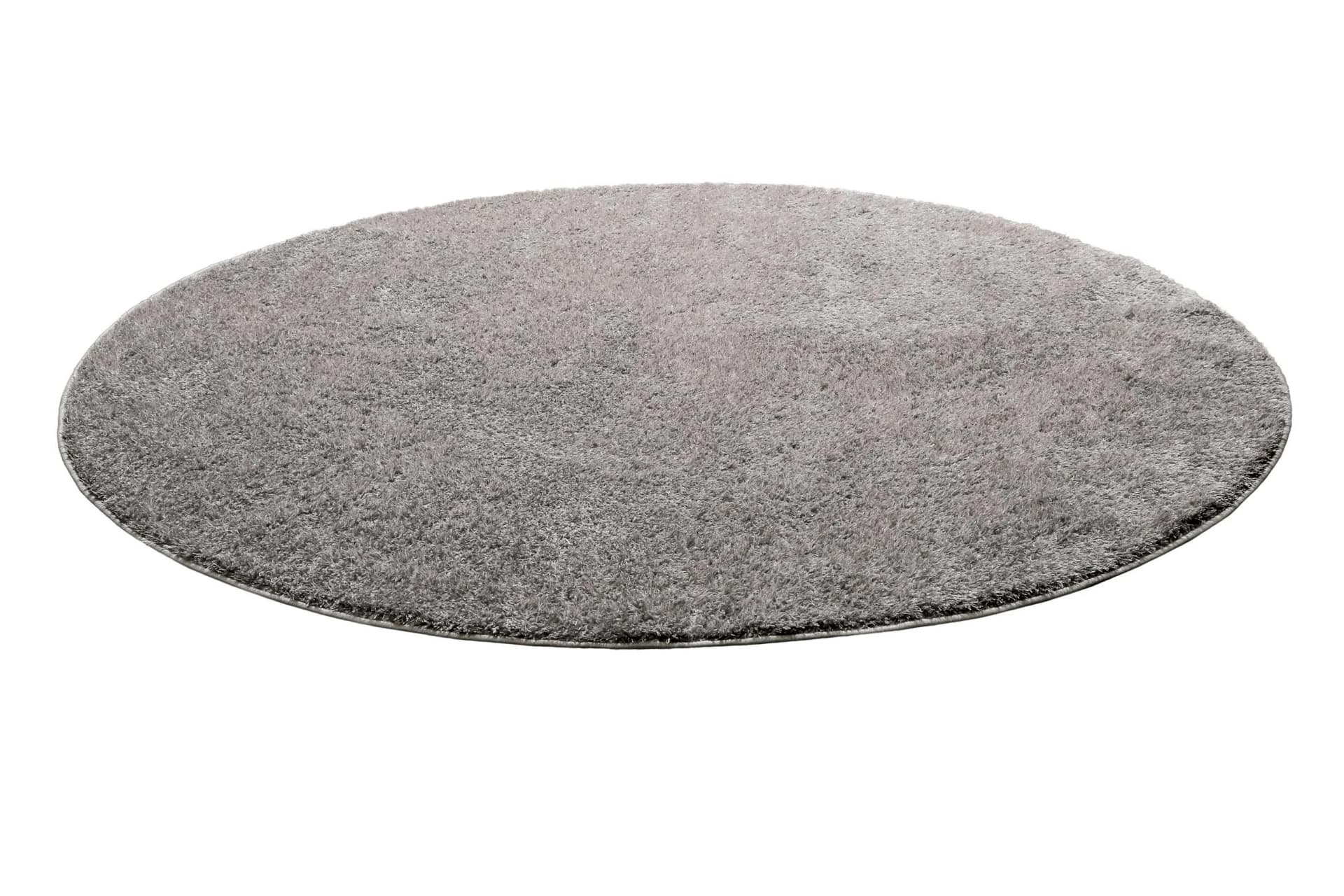 HOMIE LIVING Teppich Flavio Grau Rund Hochflor Polypropylen