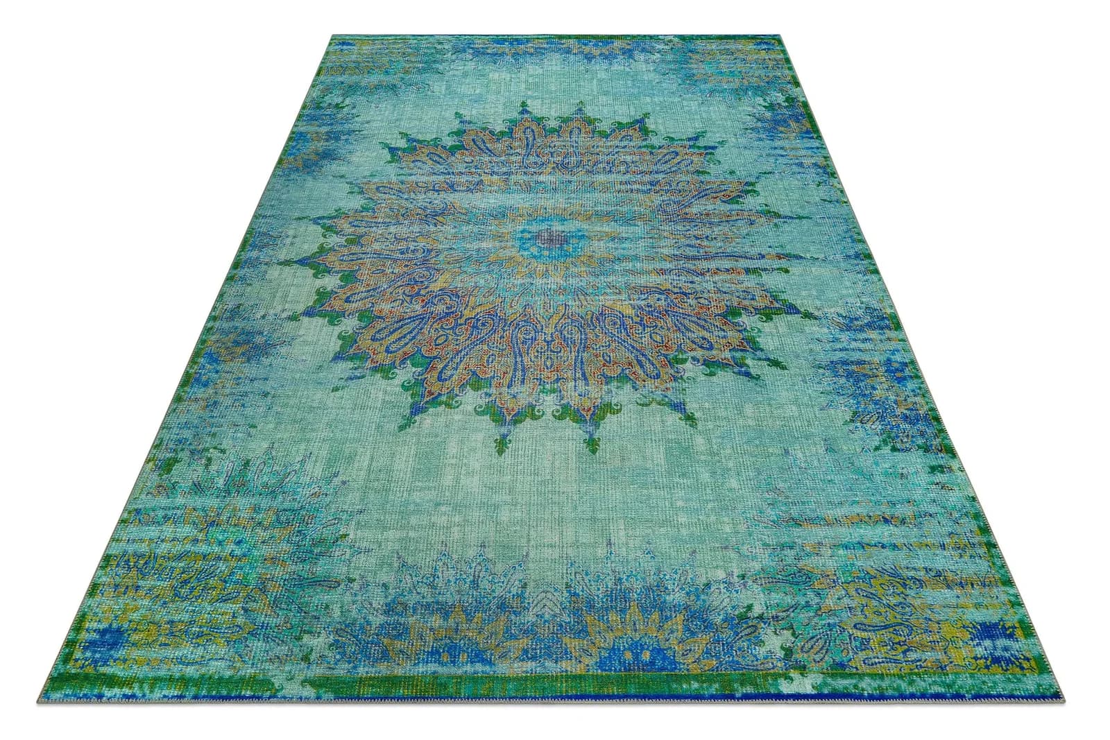 WECON HOME Teppich Rooftop Vintage Orientalisch Grün Kurzflor