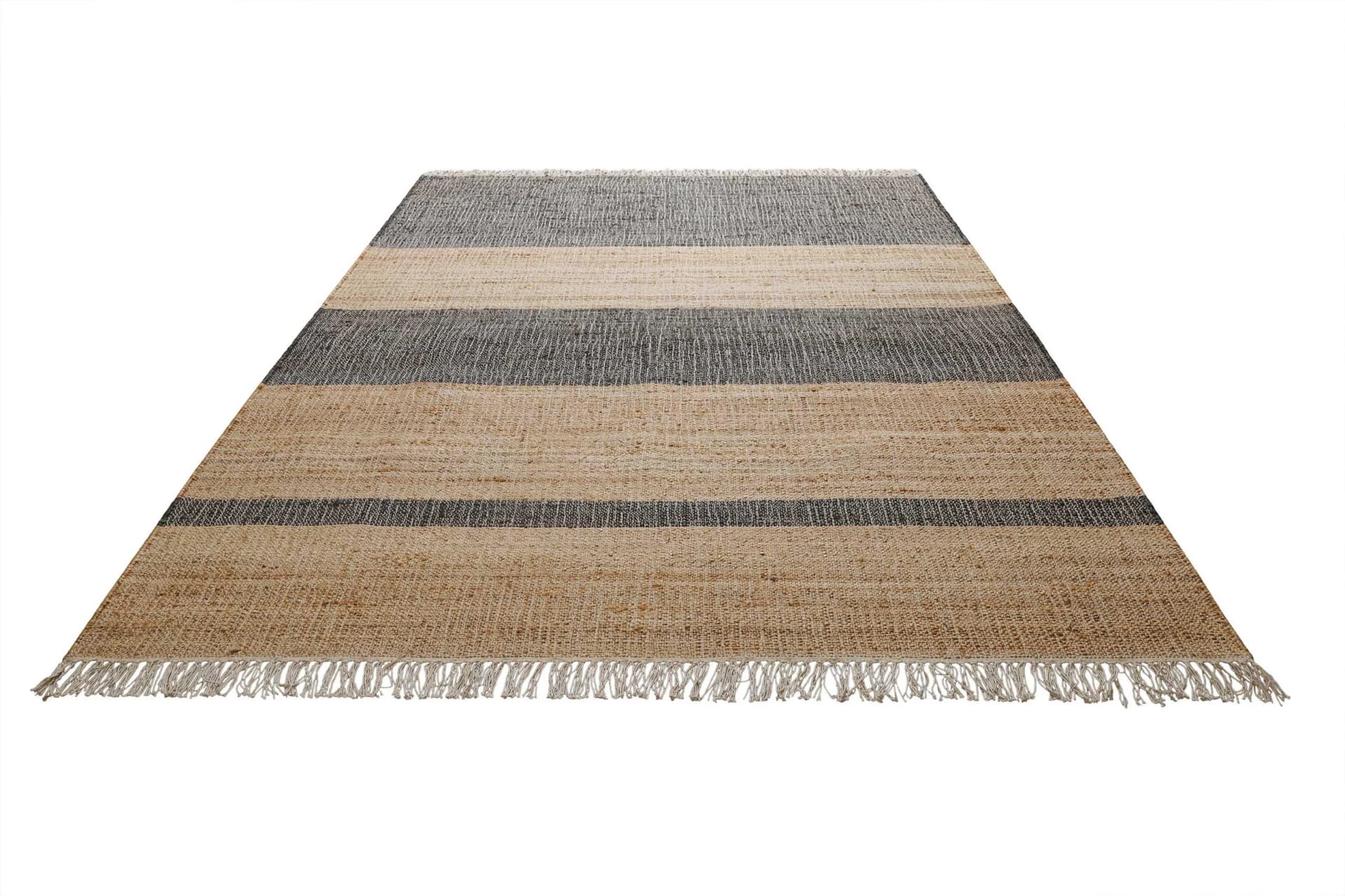 Green Looop Teppich Vante Jute Baumwolle Gestreift Anthrazit Braun