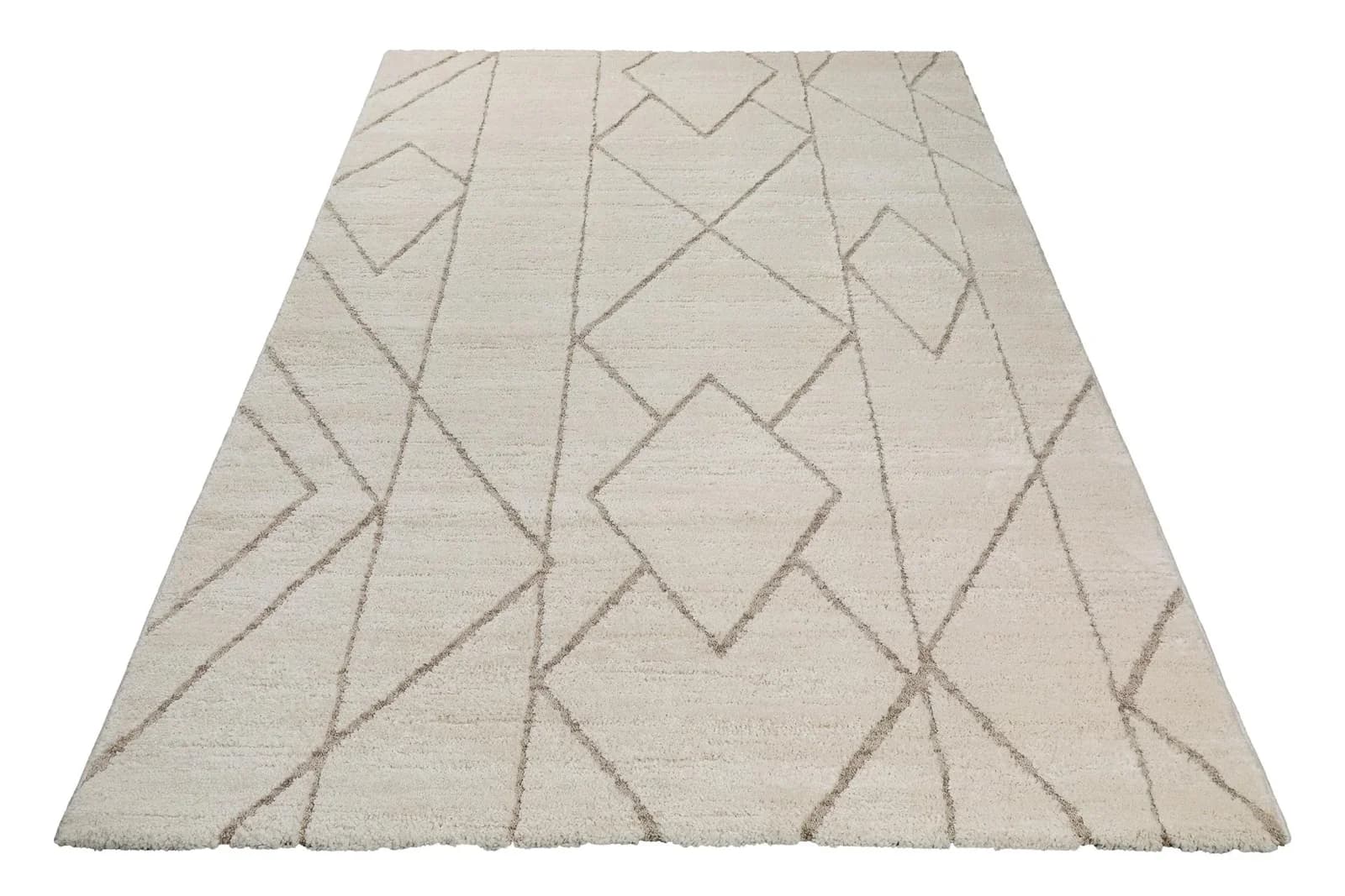 WECON HOME Teppich Pelle Beige Rautenmuster Scandi